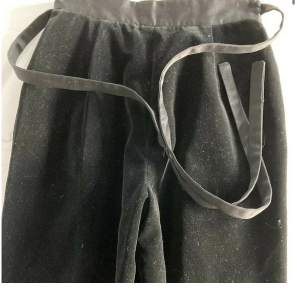 Vintage Velvet Tuxedo Satin Tie Waist High Rise Pants Size 6 - Picture 9 of 10